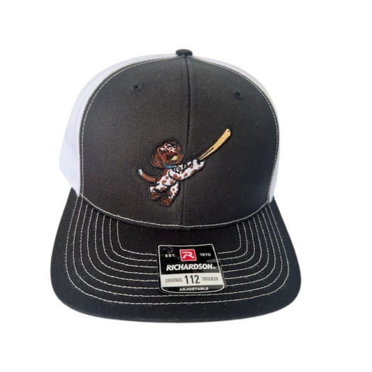 Doggy Paddlers Swinging Pup Design Black & White Trucker Hat