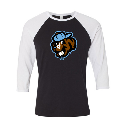 Youth Black and White Raglan - Pup with Backwards Hat Design